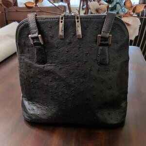 Genuine Ostrich Leather shoulder Bag Black/Dark Gray Christin from south African